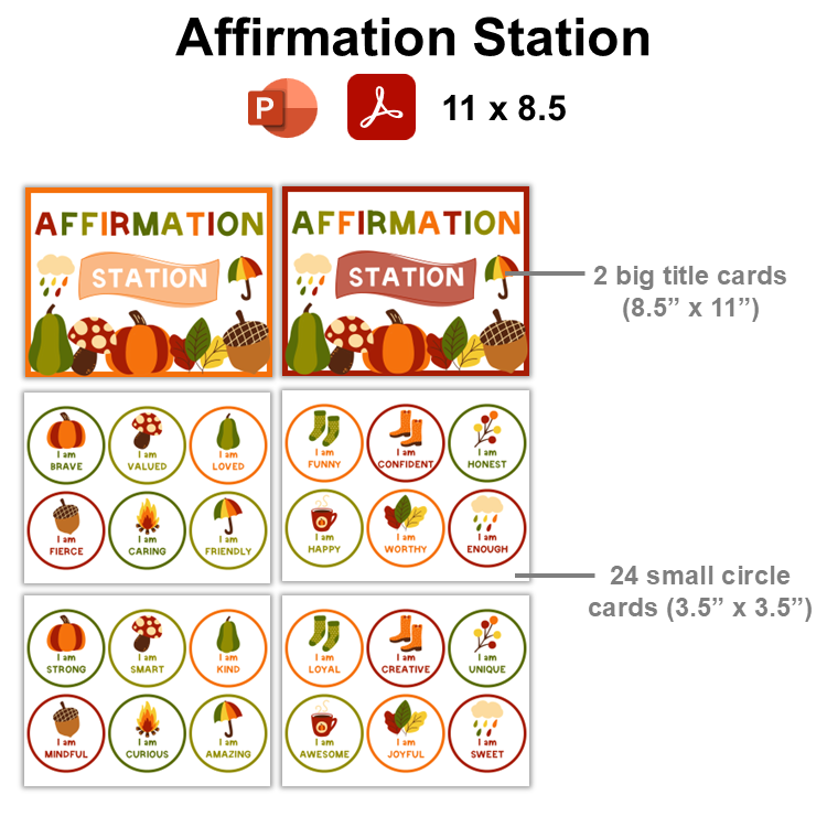 Affirmation Station - Hello Fall | Editable