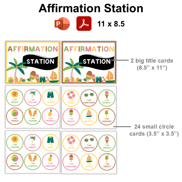 Affirmation Station - Hello Summer | Editable