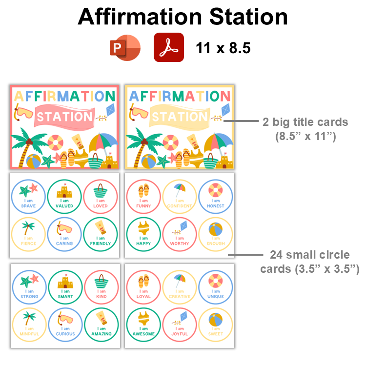 Affirmation Station - Summer Beach | Editable
