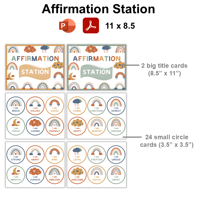 Affirmation Station - Neutral Rainbow | Editable
