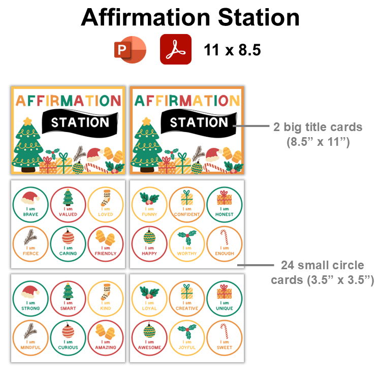 Affirmation Station - Cute Christmas | Editable