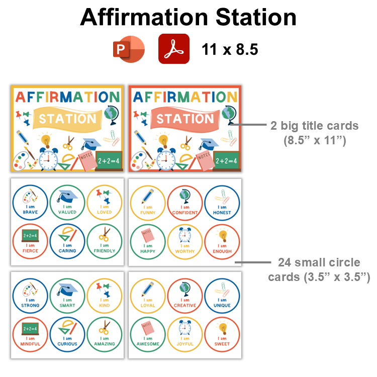 Affirmation Station - School Supplies | Editable