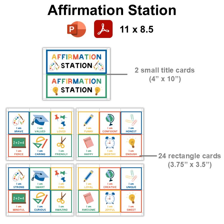 Affirmation Station - School Supplies | Editable