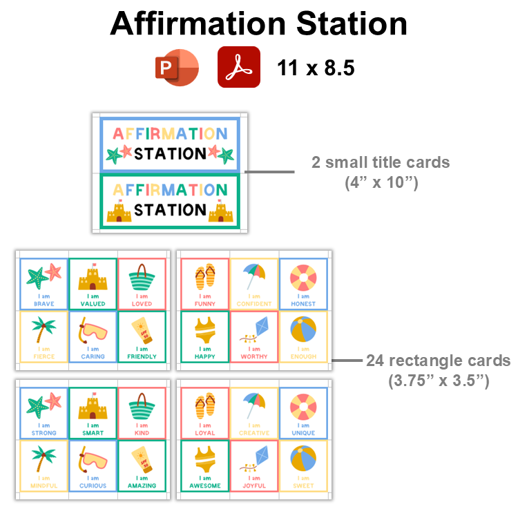 Affirmation Station - Summer Beach | Editable