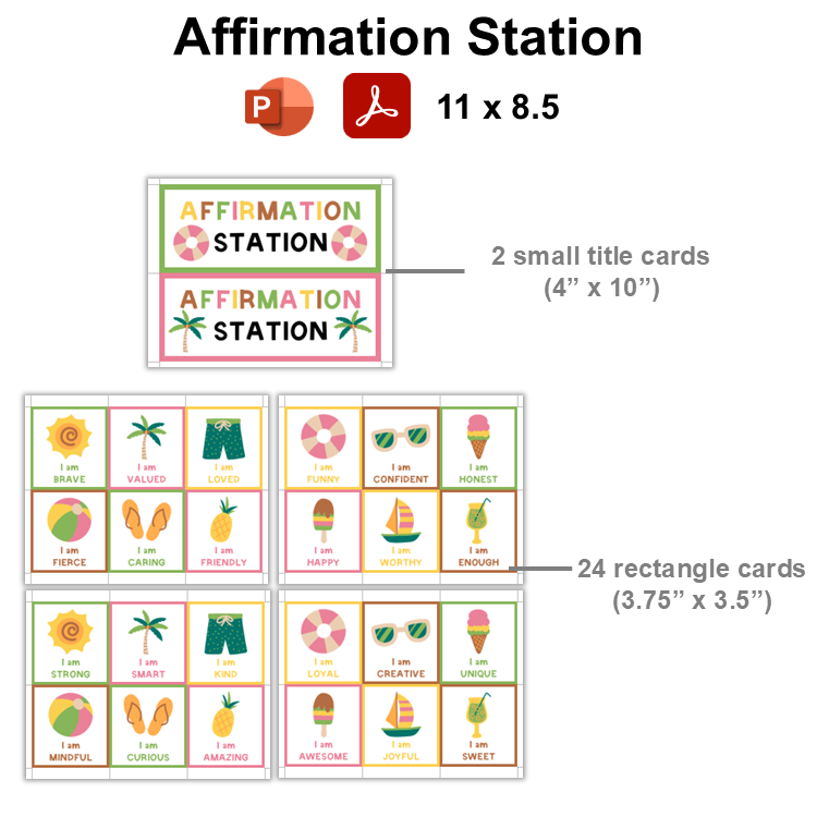 Affirmation Station - Hello Summer | Editable