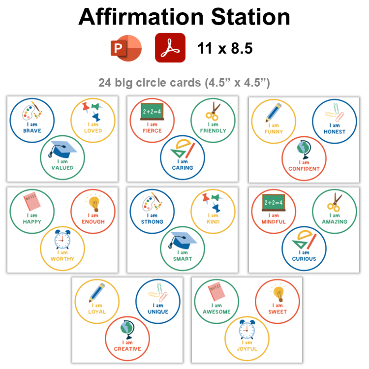 Affirmation Station - School Supplies | Editable