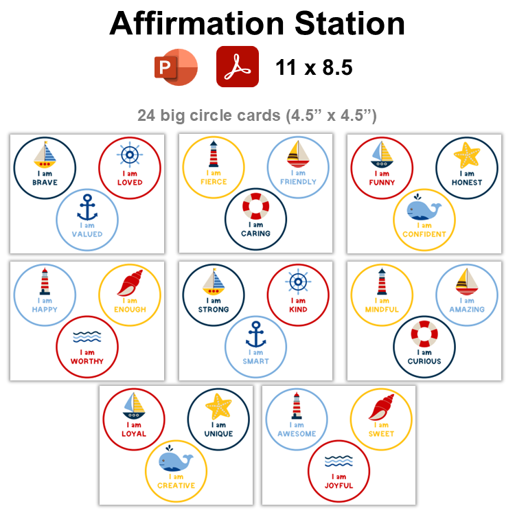 Affirmation Station - Nautical | Editable