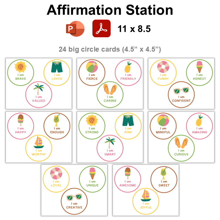 Affirmation Station - Hello Summer | Editable