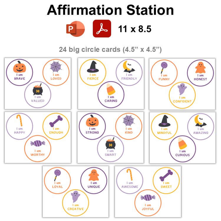 Affirmation Station - Purple Halloween | Editable