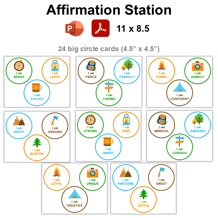 Affirmation Station - Camping | Editable