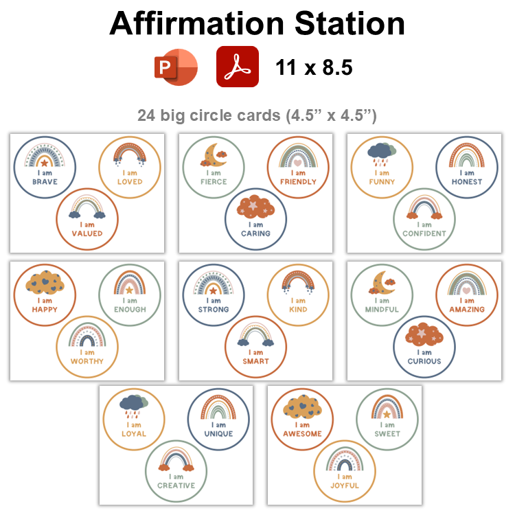 Affirmation Station - Neutral Rainbow | Editable