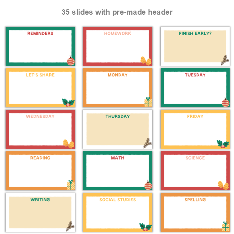 Google Slides Templates Daily Agenda - Cute Christmas | Editable