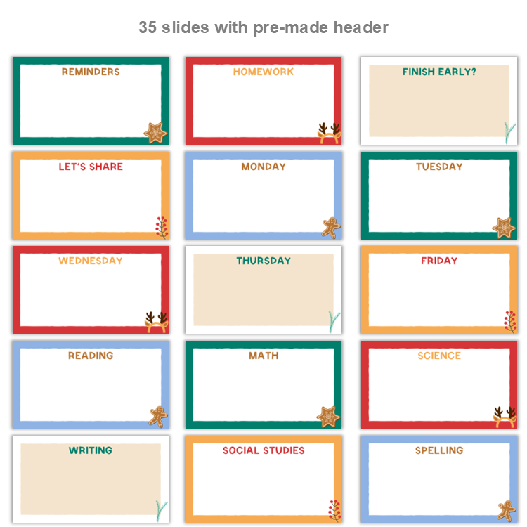 Google Slides Templates Daily Agenda - Bright Christmas | Editable