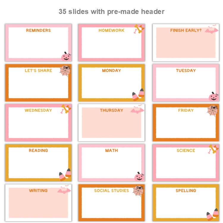 Google Slides Templates Daily Agenda - Pink Halloween | Editable