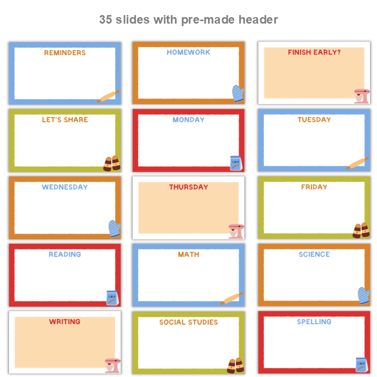 Google Slides Templates Daily Agenda - Colorful Baking | Editable