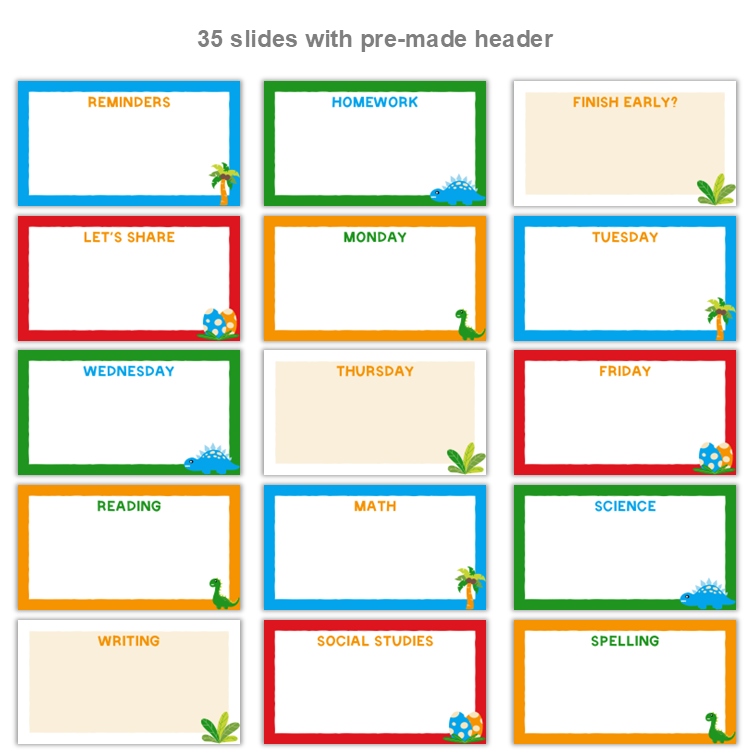 Google Slides Templates Daily Agenda - Cute Dinosaur | Editable