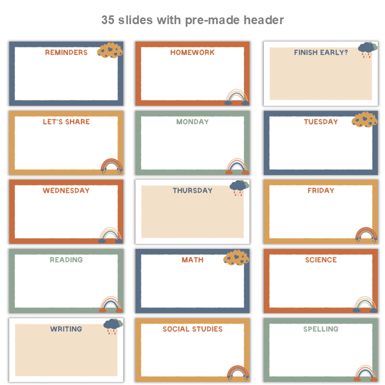 Google Slides Templates Daily Agenda - Neutral Rainbow | Editable