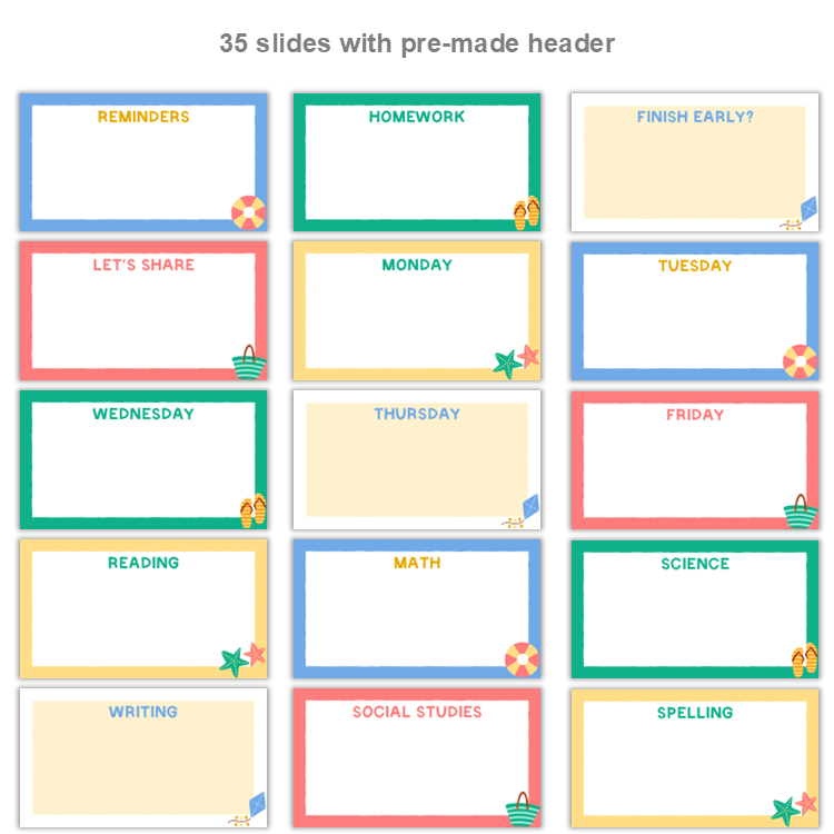 Google Slides Templates Daily Agenda - Summer Beach | Editable