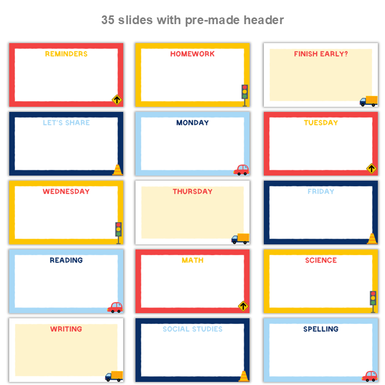 Google Slides Templates Daily Agenda - Cute Transportation | Editable