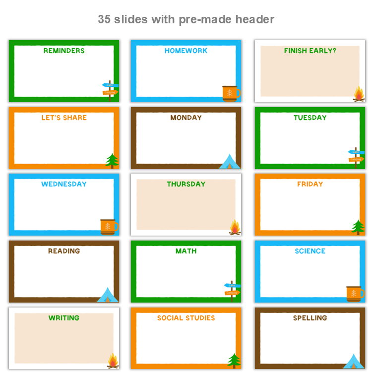 Google Slides Templates Daily Agenda - Camping | Editable