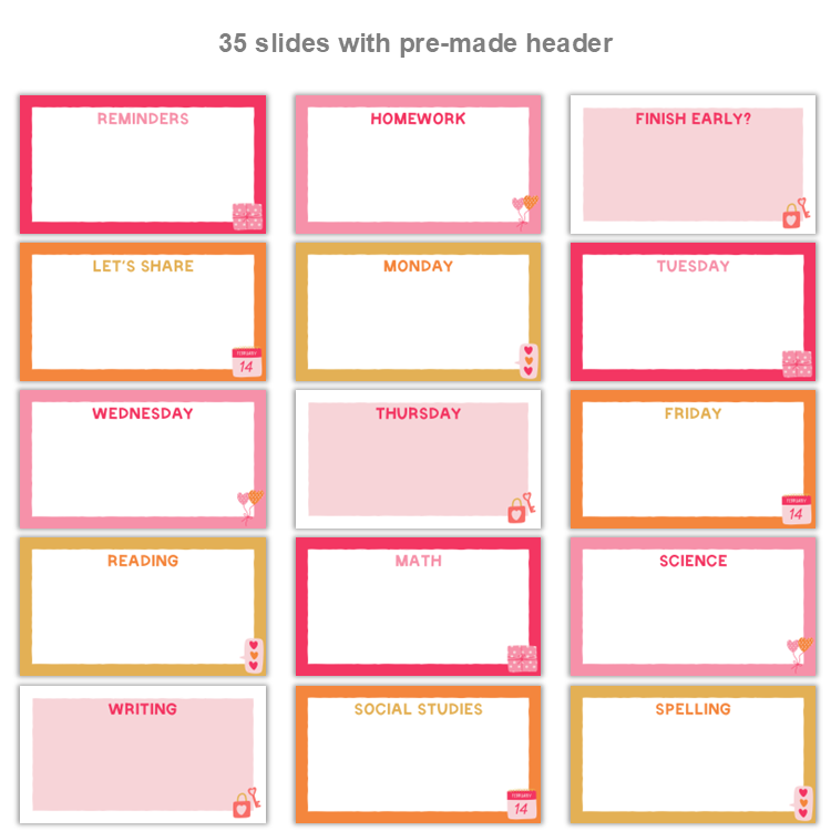 Google Slides Templates Daily Agenda - Pink Valentine | Editable