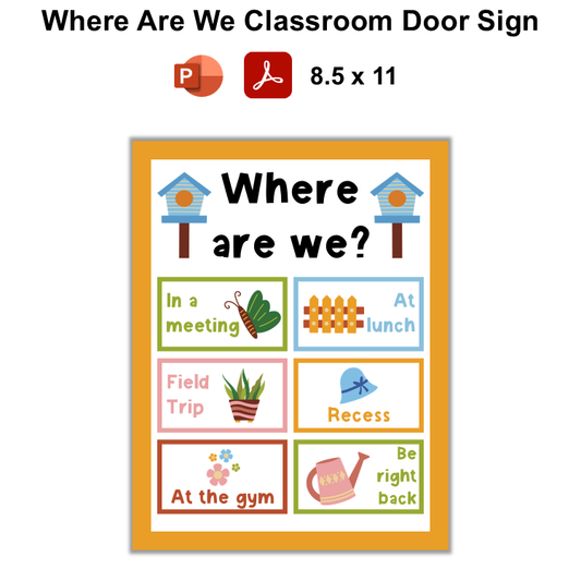 Where Are We Classroom Door Sign - Spring Garden | Editable