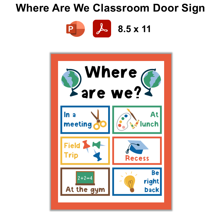 Where Are We Classroom Door Sign - School Supplies | Editable