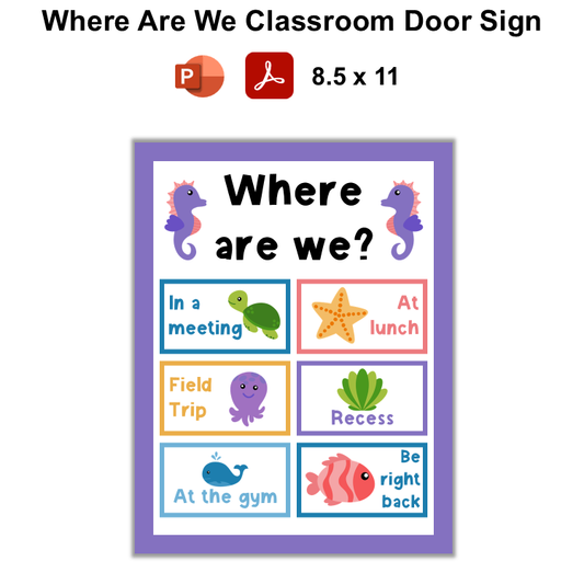 Where Are We Classroom Door Sign - Under the Sea | Editable