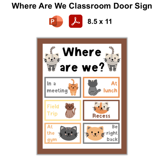 Where Are We Classroom Door Sign - Little Cat | Editable