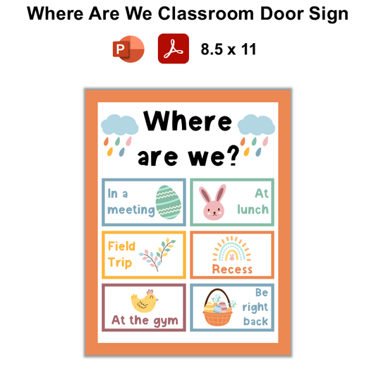 Where Are We Classroom Door Sign - Happy Easter | Editable