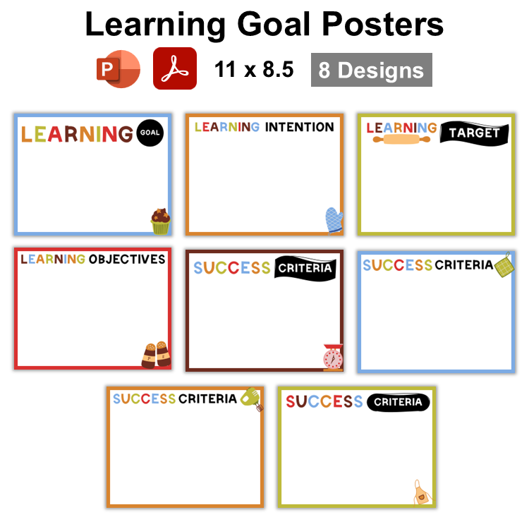 Learning Goal Posters - Colorful Baking | Editable
