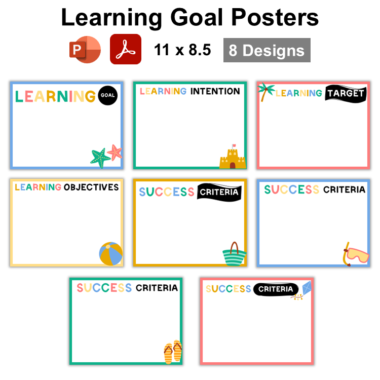 Learning Goal Posters - Summer Beach | Editable
