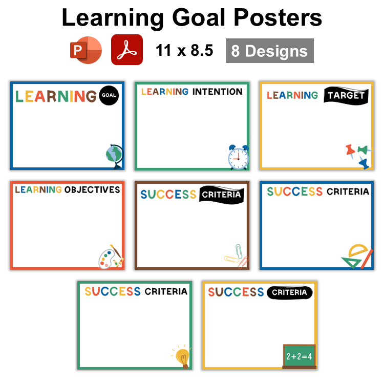 Learning Goal Posters - School Supplies | Editable