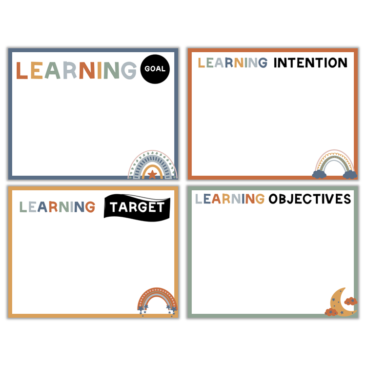 Learning Goal Posters - Neutral Rainbow | Editable