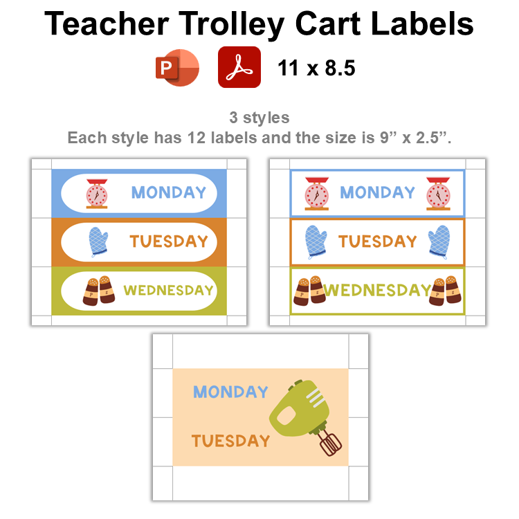Teacher Trolley Cart Labels - Colorful Baking | Editable