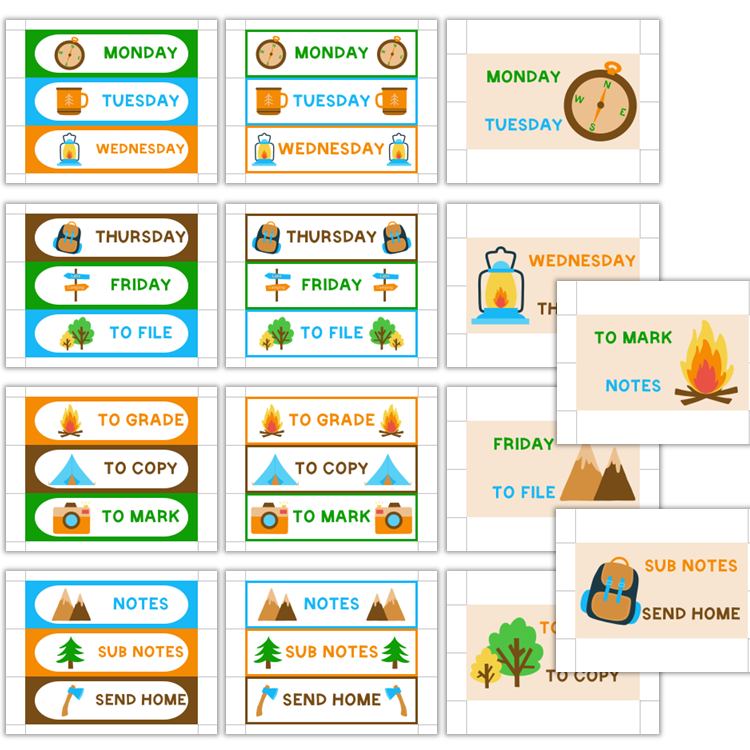 Teacher Trolley Cart Labels - Camping | Editable