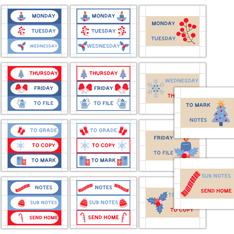 Teacher Trolley Cart Labels - Blue Winter | Editable