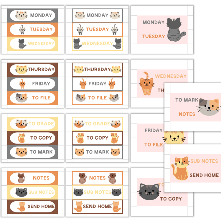 Teacher Trolley Cart Labels - Little Cat | Editable