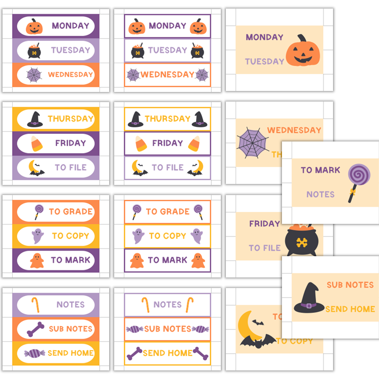 Teacher Trolley Cart Labels - Purple Halloween | Editable
