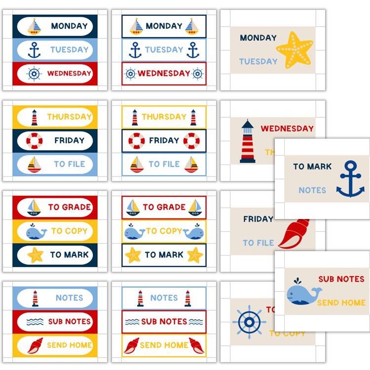 Teacher Trolley Cart Labels - Nautical | Editable