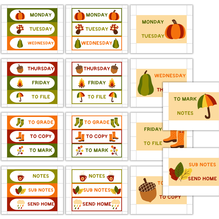 Teacher Trolley Cart Labels - Hello Fall | Editable