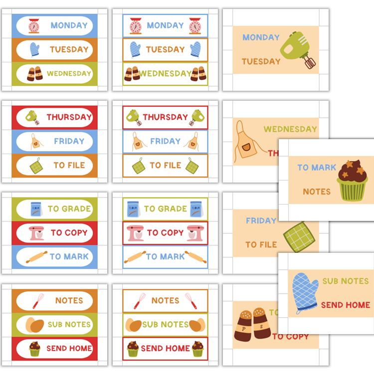 Teacher Trolley Cart Labels - Colorful Baking | Editable
