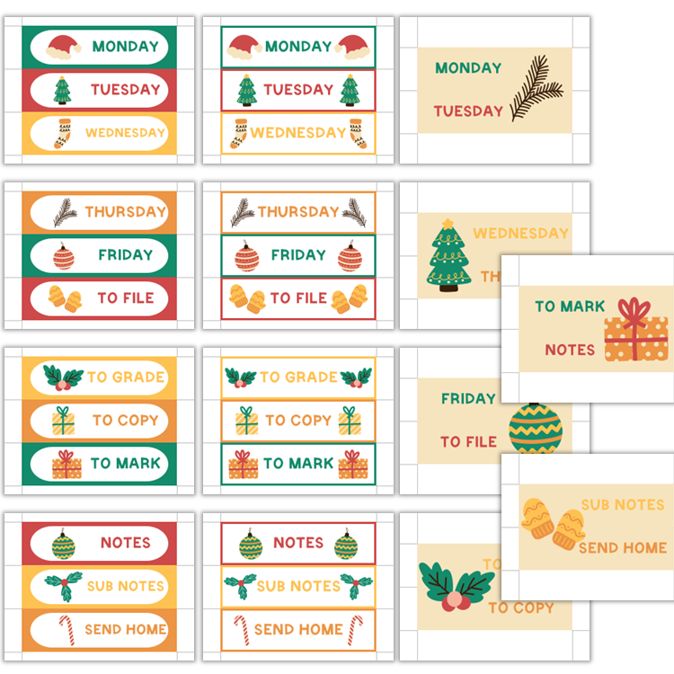 Teacher Trolley Cart Labels - Cute Christmas | Editable
