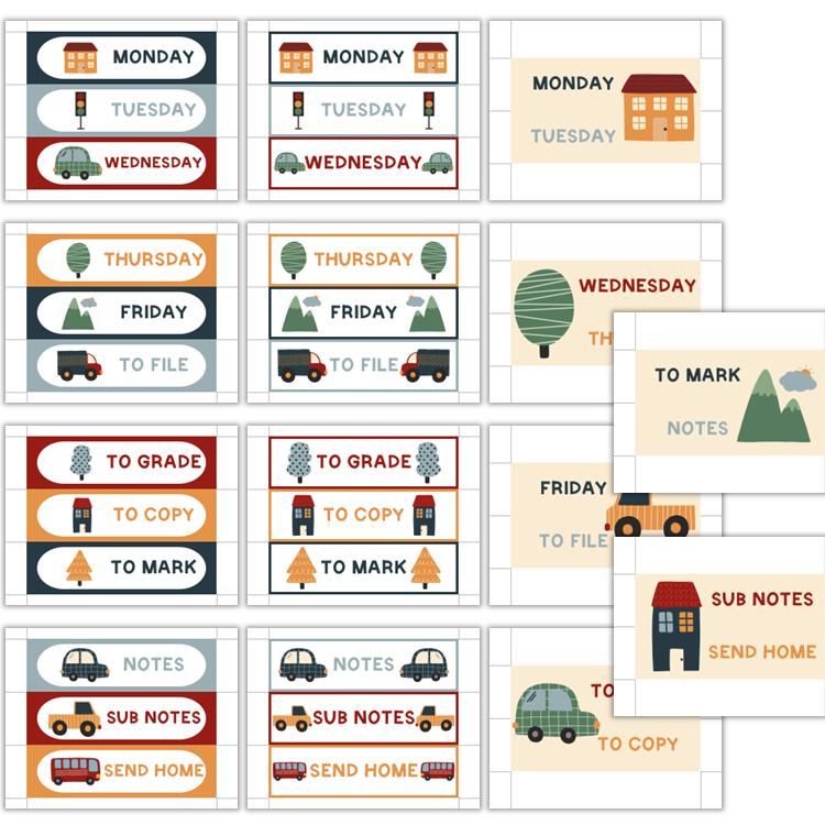 Teacher Trolley Cart Labels - Little Town | Editable