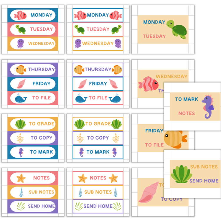 Teacher Trolley Cart Labels - Under the Sea | Editable