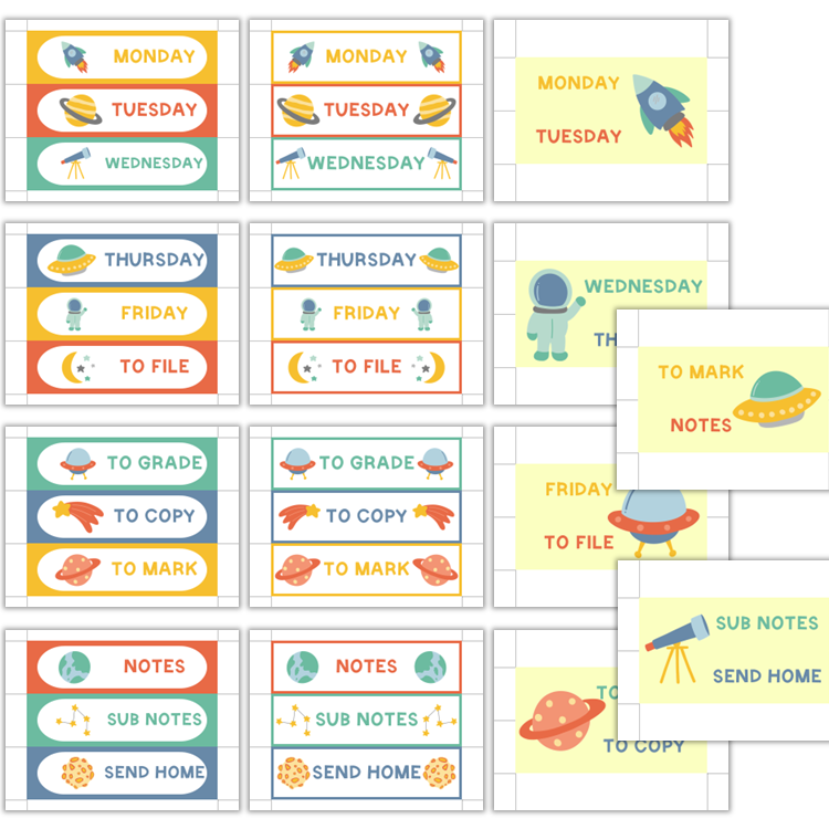 Teacher Trolley Cart Labels - Space | Editable