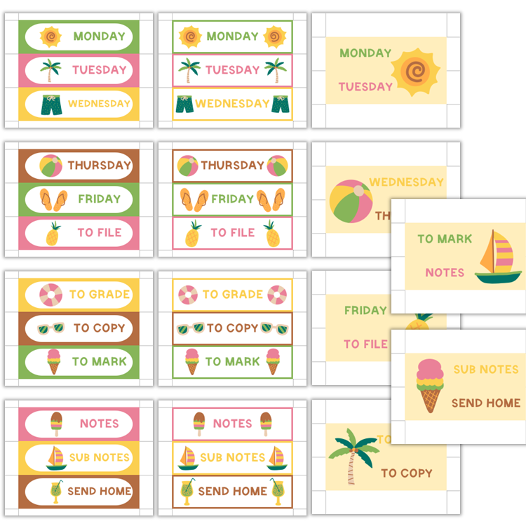 Teacher Trolley Cart Labels - Hello Summer | Editable