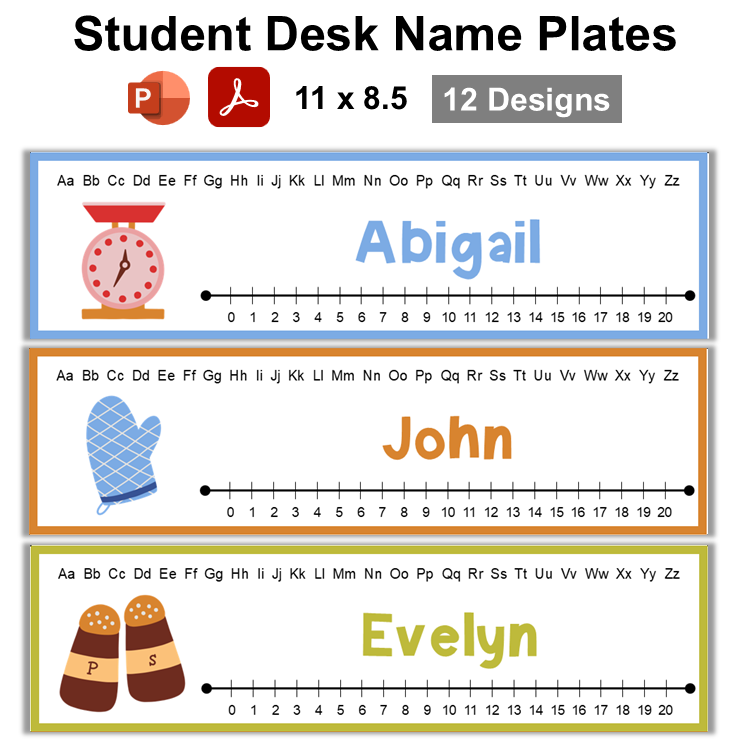 Student Desk Name Plates - Colorful Baking | Editable