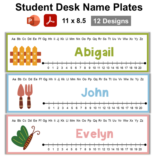 Student Desk Name Plates - Spring Garden | Editable