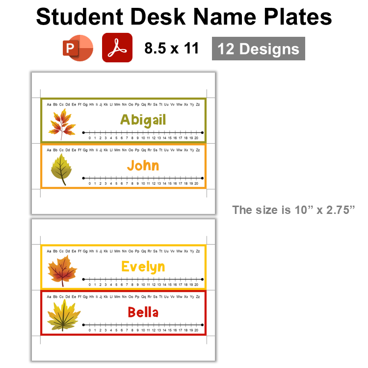 Student Desk Name Plates - Autumn Leaves | Editable